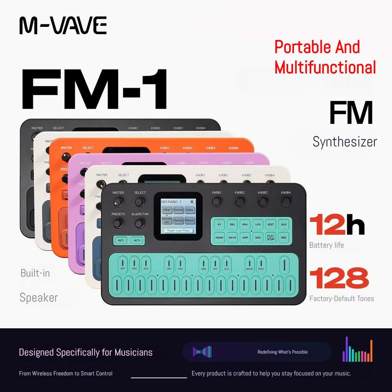 Speakers - M-VAVE 휴대용 FM1 포켓 신디사이저 키보드,