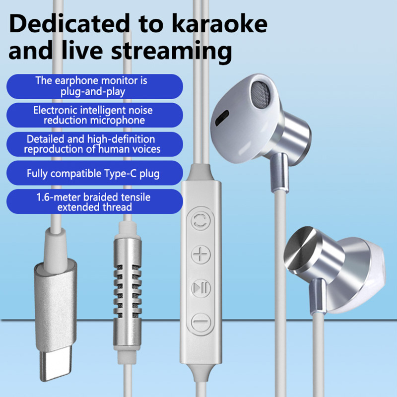 In Ear Monitors For Singers - 타입 C 유선 노래방 헤드폰 (마이크