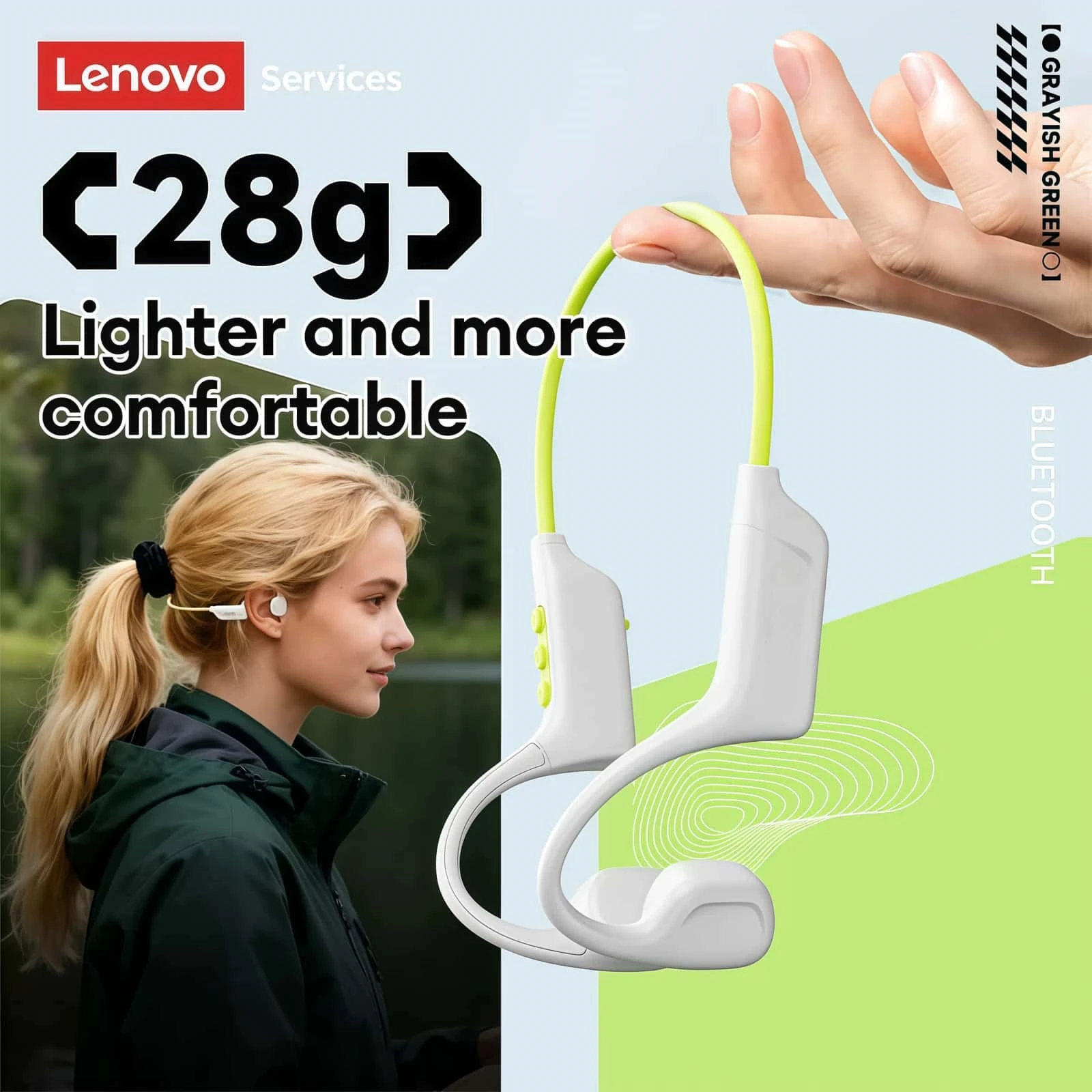 Lenovo S102 이어폰, 골전도 방식 블루투스 헤 - Bone Conduction Running Headphones 리뷰 및 가격