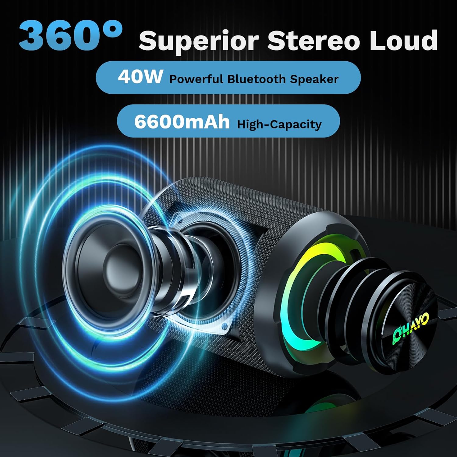 OHAYO 40W 무선 휴대용 블루투스 스피커, 조명  - Portable Bluetooth Speaker Waterproof Ipx7 리뷰 및 가격